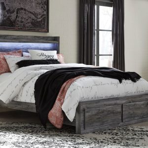 Baystorm - Gray - Queen Panel Bed with Footboard Storage