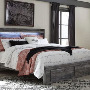 Baystorm - Gray - King Panel Bed with Footboard Storage