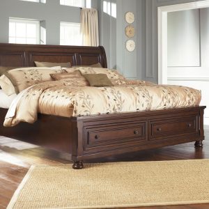 Porter - Rustic Brown - Queen Sleigh Storage Bed