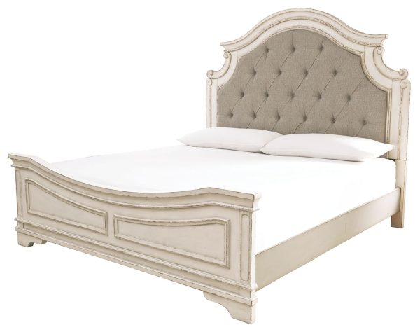 Realyn - Chipped White - Queen UPH Panel Bed
