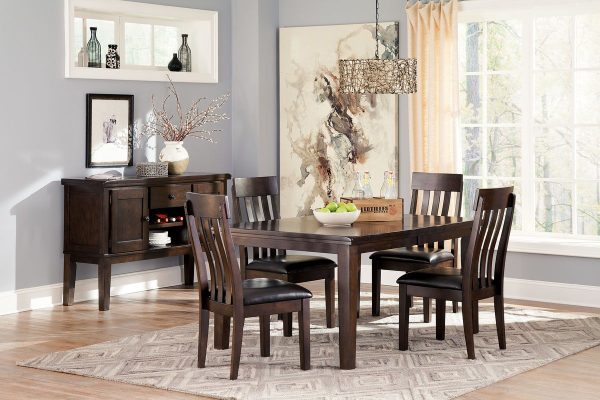 Haddigan - Dark Brown - 5 Pc. - RECT DRM EXT Table & 4 UPH Side Chairs