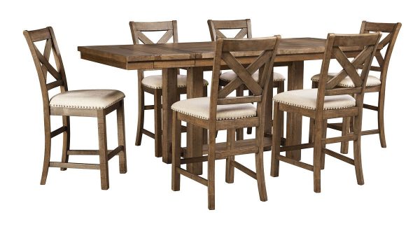 Moriville - Gray - 7 Pc. - RECT DRM Counter EXT Table & 6 UPH Barstools-3