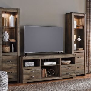 Trinell - Entertainment Center - Large TV Stand & 2 Tall Piers