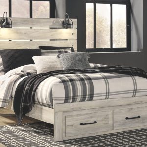 Cambeck - Whitewash - Queen Panel Bed with Storage