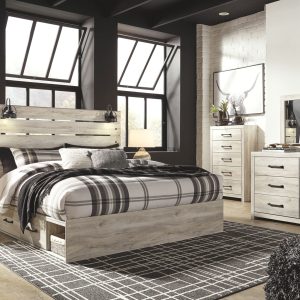 Cambeck - Whitewash - King Panel Bed with 2 Storages 1