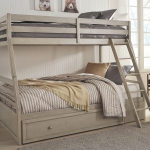 Lettner - Light Gray - Twin over Full Bunk Bed with 1 Large Storage Drawer