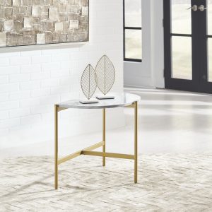 Wynora - White/Gold - Chair Side End Table