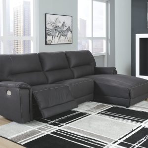 Henefer - Midnight - Left Arm Facing Zero Wall Power Recliner, Armless Chair, Right Arm Facing Press Back Power Chaise Sectional