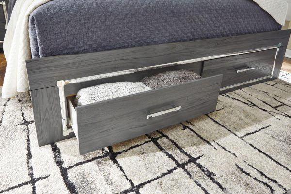 Lodanna - Gray - King Platform Bed with 2 Storage Drawers-1
