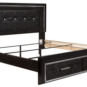 Kaydell - Black - King Upholstered Panel Bed With 2 Storage Drawers