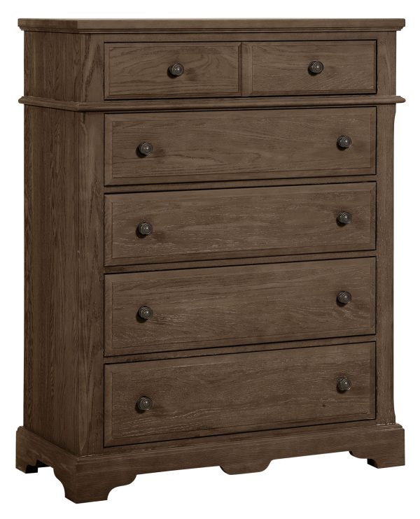 Heritage Chest - 5 Drawers Cobblestone (Rich Brown) on Oak Solids