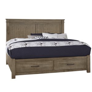Cool Rustic Cal. King Mansion Bed wih Storage Footboard Stone Grey