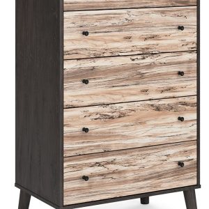 Piperton - Two-tone Brown / Black - Five Drawer Chest