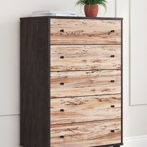 Piperton - Two-tone Brown / Black - Five Drawer Chest
