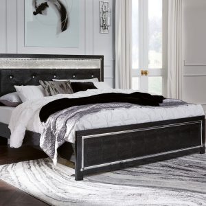 Kaydell - Black - King Upholstered Glitter Panel Bed