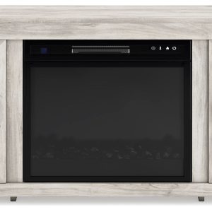 Bellaby - Whitewash - 72” TV Stand With Glass/Stone Fireplace Insert