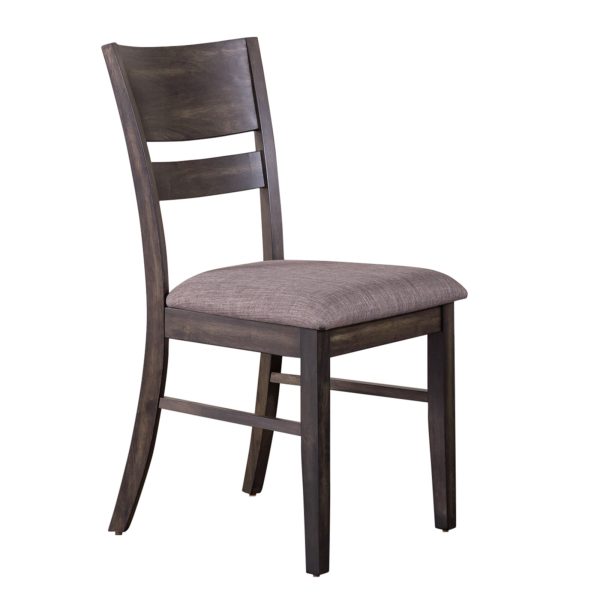Anglewood - Slat Back Upholstered Side Chair - Dark Brown-1