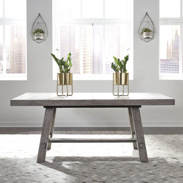 Modern Farmhouse - 7 Piece Trestle Table Set - Charcoal - Panel-Back Chairs -1