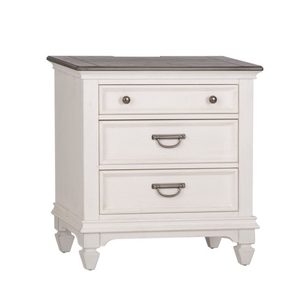 Allyson Park - Night Stand With Charging Station - White 1