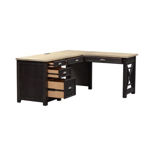 Heatherbrook - L Shaped Desk Set - Black-1