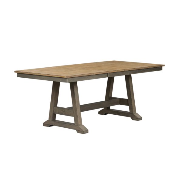 Lindsey Farm - 5 Piece Trestle Table Set - Dark Gray-4