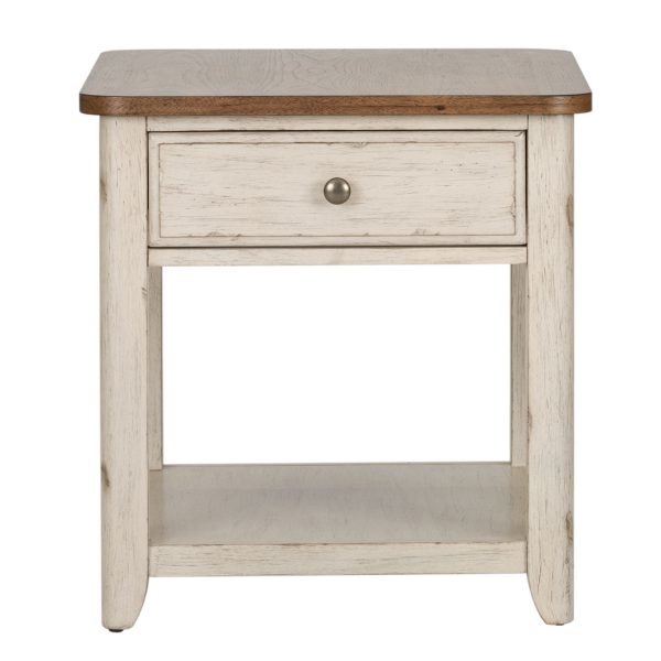 Farmhouse Reimagined - End Table With Basket - White-1