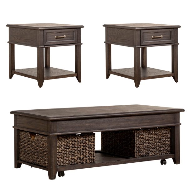 Mill Creek - 3 Piece Set (Lift Top Cocktail & 2 Drawer End Tables) - Dark Brown -1