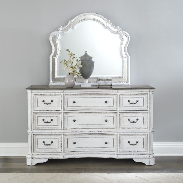 Magnolia Manor - 9 Drawers Dresser & Mirror - White