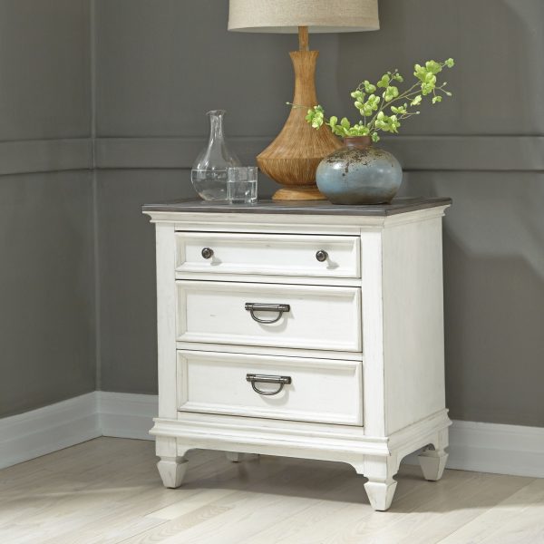Allyson Park - Night Stand With Charging Station - White