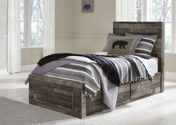 Derekson - Multi Gray - Twin Panel Bed With 2 Storage Drawers