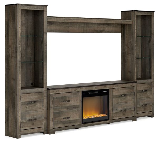 Trinell - Brown - 4-Piece Entertainment Center With 72" TV Stand And Glass/Stone Fireplace Insert 1