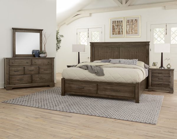 Cool Rustic - King Mansion Bed With Storage Footboard - Mink