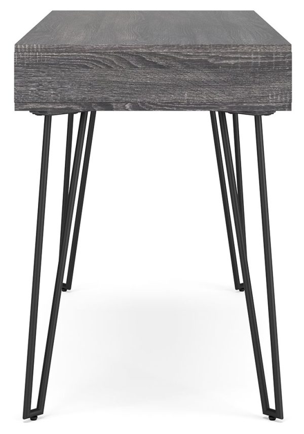 Strumford - Charcoal / Black - Home Office Desk With 2 Open Storages-6