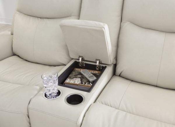 Mindanao - Coconut - Power Reclining Loveseat With Console / Adj Hdrst-5