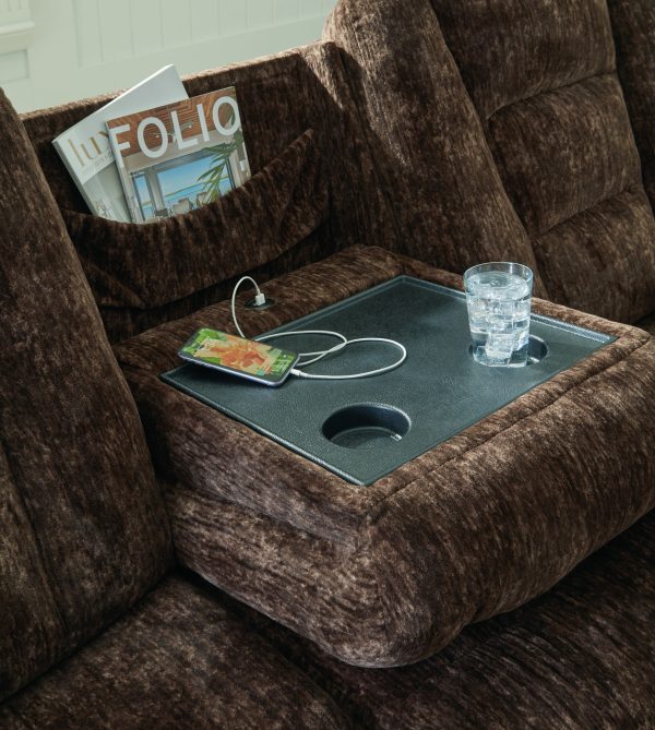 Soundwave - Chocolate - Reclining Sofa W/Drop Down Table-7