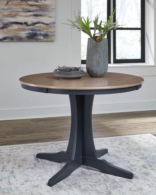Landocken - Brown / Blue - Round Dining Room Table-2