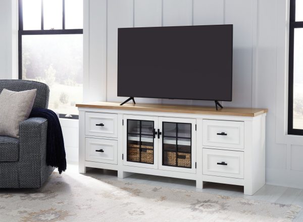 Ashbryn - White / Natural - Extra Large TV Stand -2