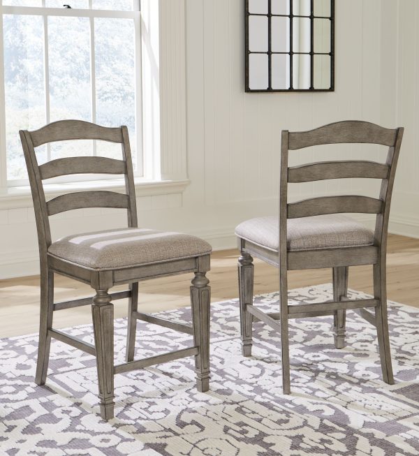 Lodenbay - Antique Gray - 7 Pc. - Rectangular Dining Room Counter Table, 6 Upholstered Barstools -5