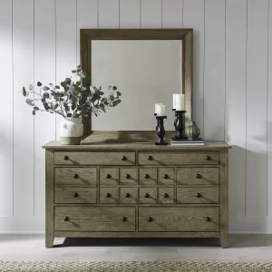Grandpas Cabin - 7 Drawers Dresser & Mirror - Light Brown - 1