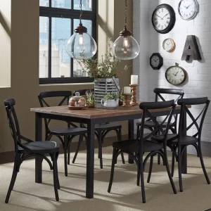 Vintage Series - 7 Piece Rectangular Table Set (X Back Side Chairs) - Black - 1