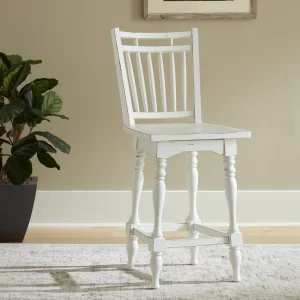 Magnolia Manor - Spindle Back Swivel Counter Height Chair - White