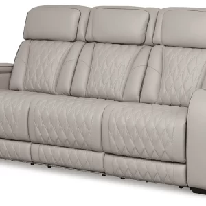 Boyington - Gray - Power Reclining Sofa With Adj Headrest